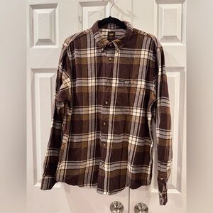 Lee Men's Brown Plaid Button Down Shirt